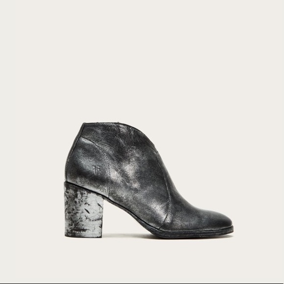 Frye Shoes - Frye Nora Metallic Silver Side Zip Ankle Booties